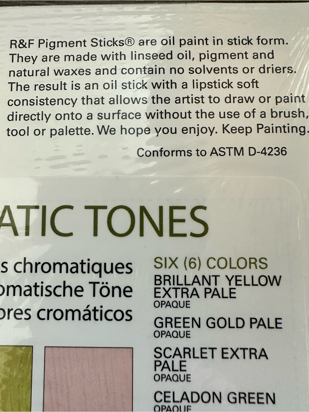 R&F Pigment Sticks 6-Color Set — Chromatic Tones - Picture 5 of 5